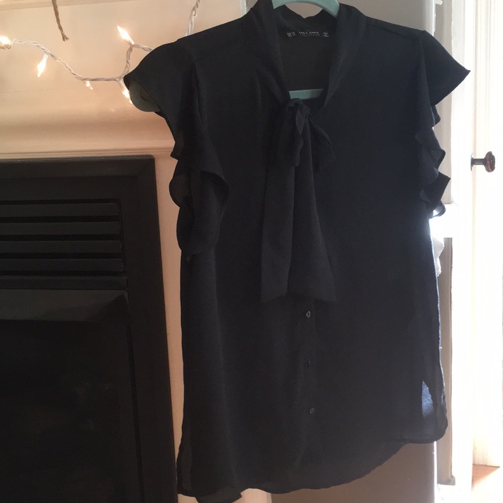 XS Zara sheer black blouse